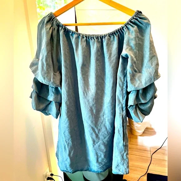 Zara Woman Soft Off The Shoulder Denim Dress - Picture 3 of 7